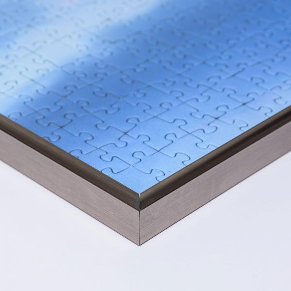 Kunststoff Puzzlerahmen für 100 bis 500 Teile 50x50 cm | platin | Kunstglas UV99 entspiegelt (2 mm)