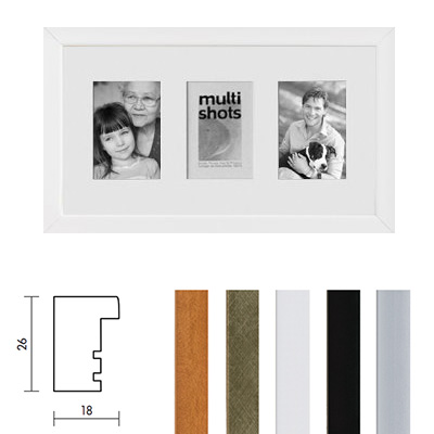 Bilderrahmen Figari für mehrere Bilder 25x50 cm | schwarz | Normalglas