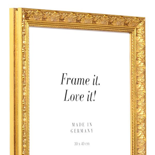 Barock Bilderrahmen Versailles 100x140 cm | gold | Kunstglas entspiegelt