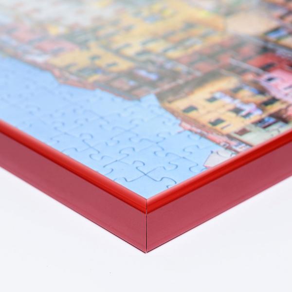 Kunststoff Puzzlerahmen - Sonderformat bis max. 100x100 cm rot | 1,5 mm Kunstglas