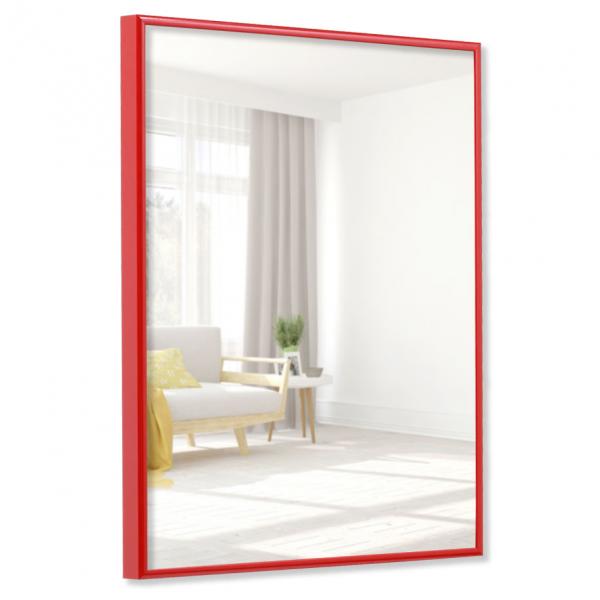Alu Badezimmer-Spiegel Quadro 18x24 cm | rot RAL 3002 | Spiegel