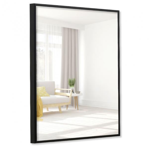 Alu Badezimmer-Spiegel Quadro 18x24 cm | schwarz matt | Spiegel (2 mm)