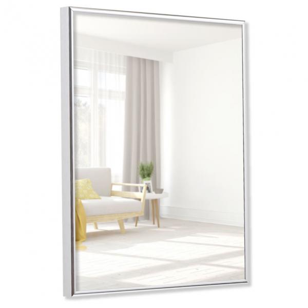 Alu Badezimmer-Spiegel Quadro 18x24 cm | silber hochglanz | Spiegel (2 mm)