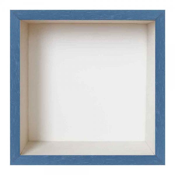 Spardosenrahmen 20x20 cm | Blau mit weißer Box | Normalglas