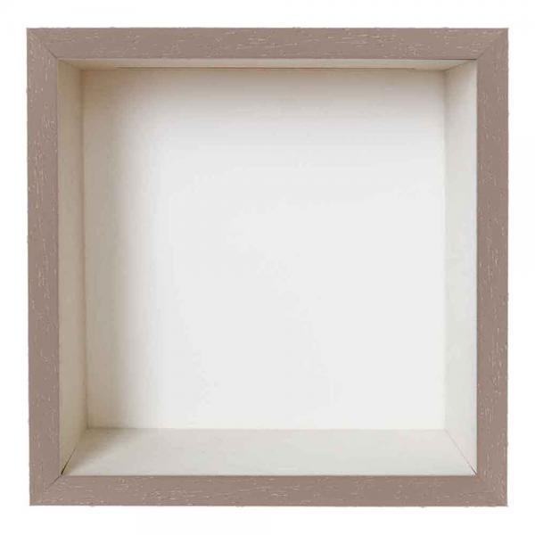 Spardosenrahmen 20x20 cm | Braun mit weißer Box | Normalglas