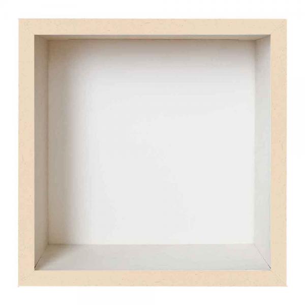 Spardosenrahmen 20x20 cm | Hellbraun mit weißer Box | Normalglas