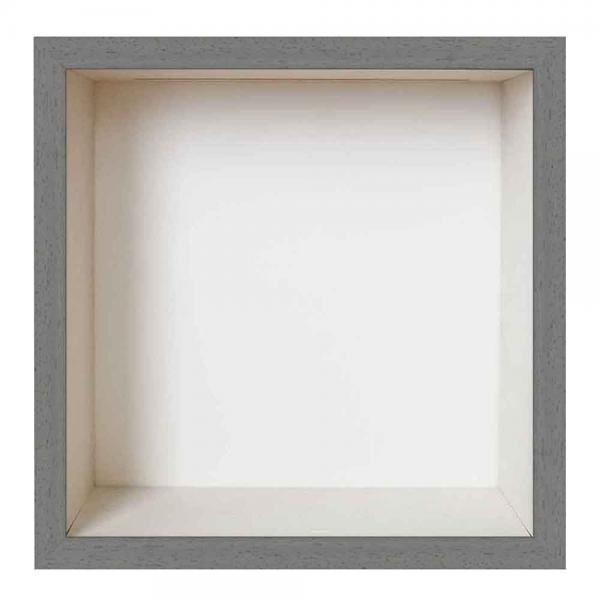 Spardosenrahmen 20x20 cm | Hellgrau mit weißer Box | Normalglas