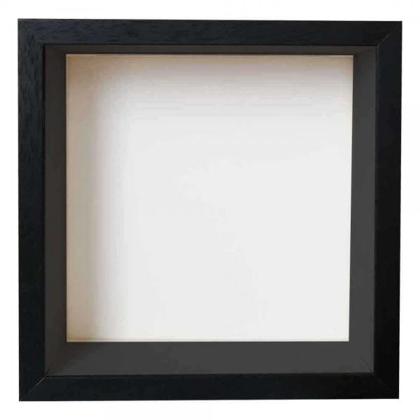 Spardosenrahmen 20x20 cm | Schwarz mit schwarzer Box | Normalglas