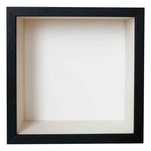 Spardosenrahmen 20x20 cm | Schwarz mit weißer Box | Normalglas