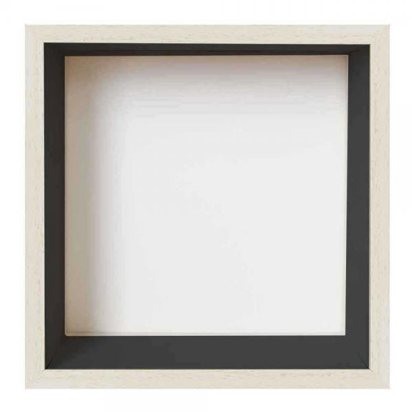 Spardosenrahmen 20x20 cm | Weiß mit schwarzer Box | Normalglas