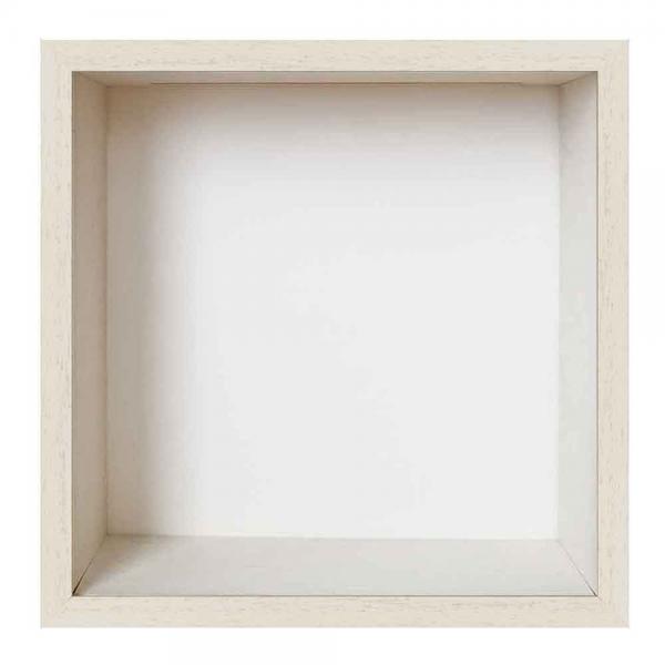 Spardosenrahmen 20x20 cm | Weiß mit weißer Box | Normalglas