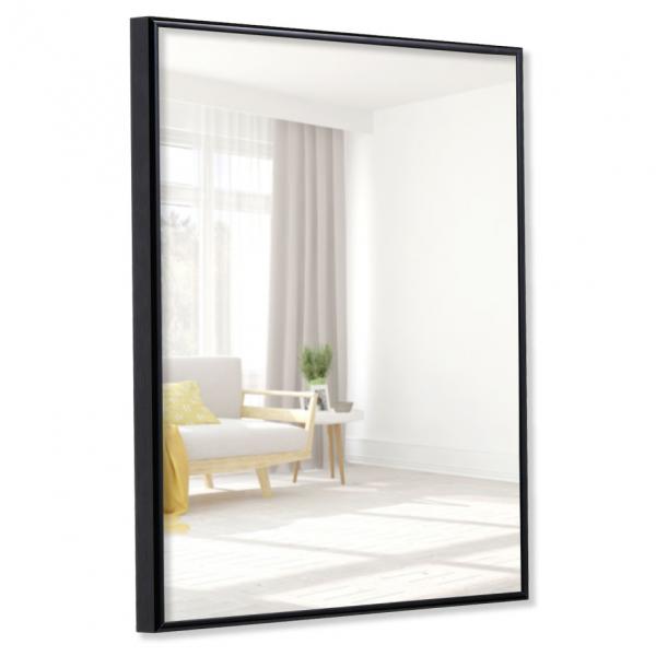 Alu Spiegelrahmen Quadro 18x24 cm | schwarz hochglanz | Spiegel
