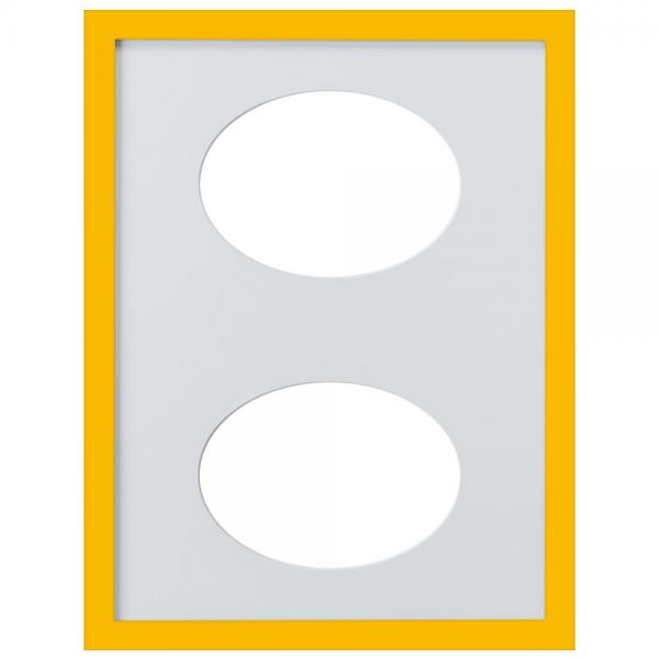 Bilderrahmen Top Cube für 2 Bilder, 30x40 cm Ovalausschnitt 30x40 cm (13x18 cm) | gelb | Normalglas