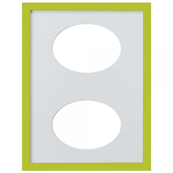 Bilderrahmen Top Cube für 2 Bilder, 30x40 cm Ovalausschnitt 30x40 cm (13x18 cm) | grün | Normalglas