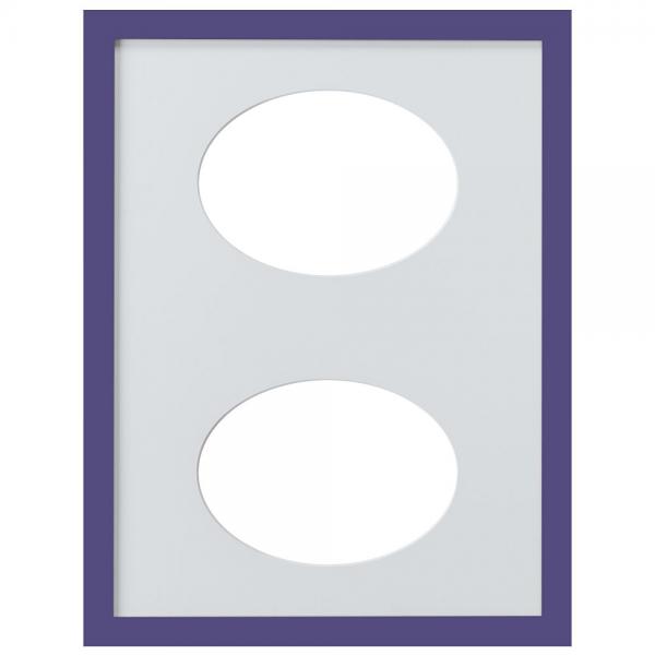 Bilderrahmen Top Cube für 2 Bilder, 30x40 cm Ovalausschnitt 30x40 cm (13x18 cm) | lila | Normalglas