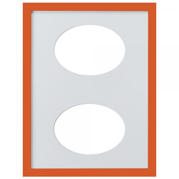Bilderrahmen Top Cube für 2 Bilder, 30x40 cm Ovalausschnitt 30x40 cm (13x18 cm) | orange | Normalglas