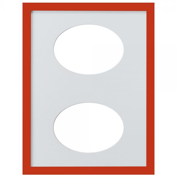 Bilderrahmen Top Cube für 2 Bilder, 30x40 cm Ovalausschnitt 30x40 cm (13x18 cm) | rot | Normalglas