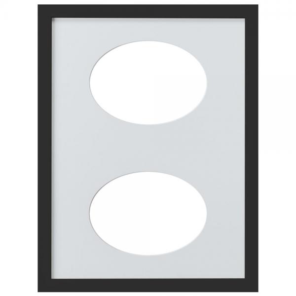 Bilderrahmen Top Cube für 2 Bilder, 30x40 cm Ovalausschnitt 30x40 cm (13x18 cm) | schwarz | Normalglas