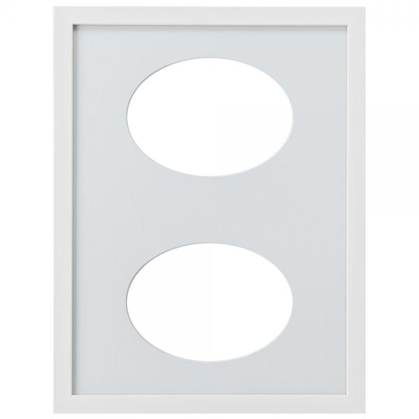 Bilderrahmen Top Cube für 2 Bilder, 30x40 cm Ovalausschnitt 30x40 cm (13x18 cm) | weiß | Normalglas