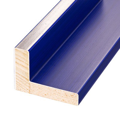 Schattenfugenrahmen Schlieren 40x50 cm | Silber mit Ultramarinblau | Leerrahmen (ohne Glas und Rückwand)