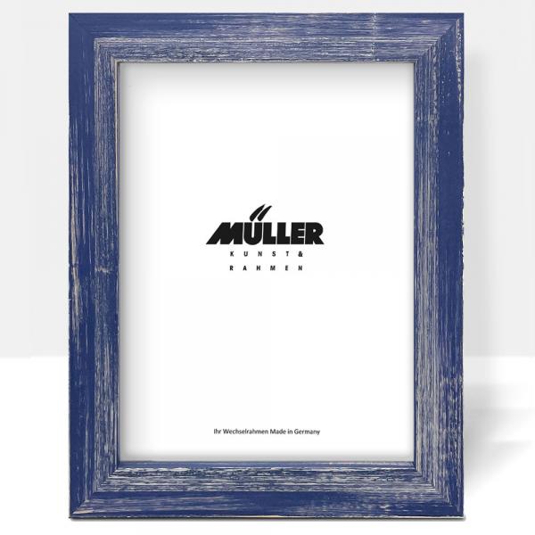 Holz Bilderrahmen Rodgau 10,5x14,8 cm (A6) | Blau | Normalglas