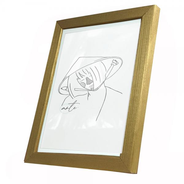 Holz Bilderrahmen Max 14,8x21 cm | Gold | Kunstglas