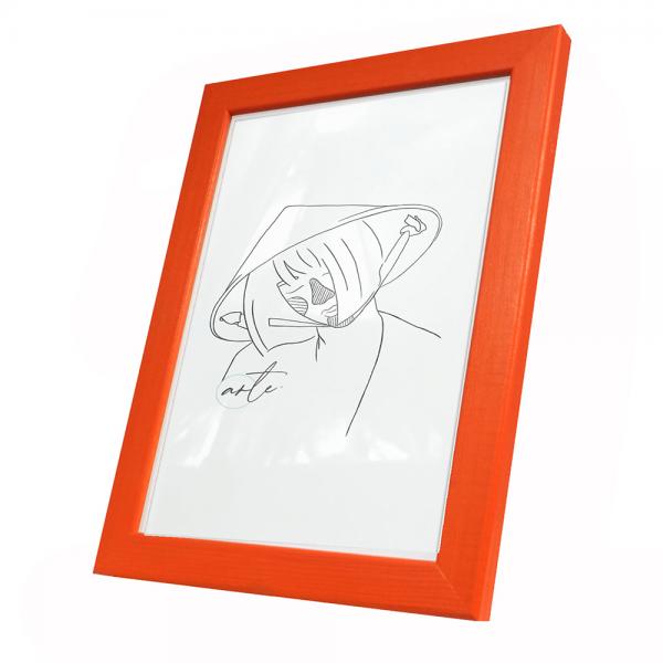 Holz Bilderrahmen Max 29,7x42 cm (A3) | Orange | Kunstglas