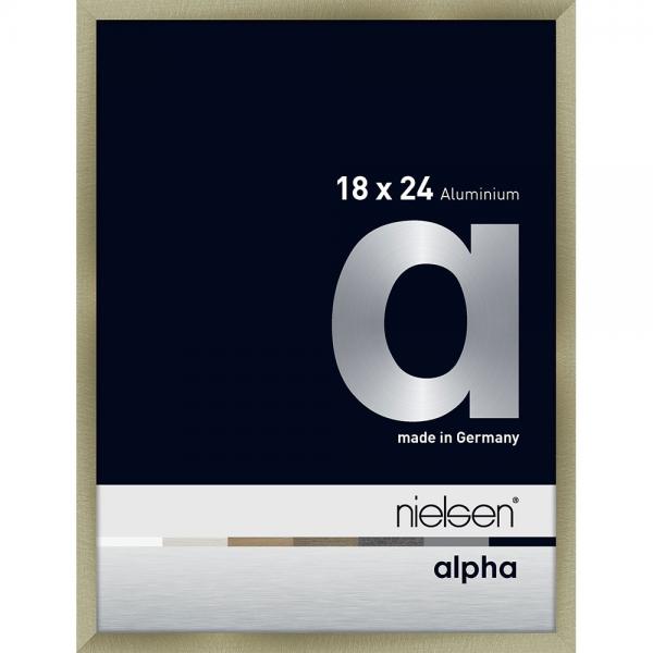 Alu Bilderrahmen Alpha 18x24 cm | Brushed Edelstahl | Normalglas