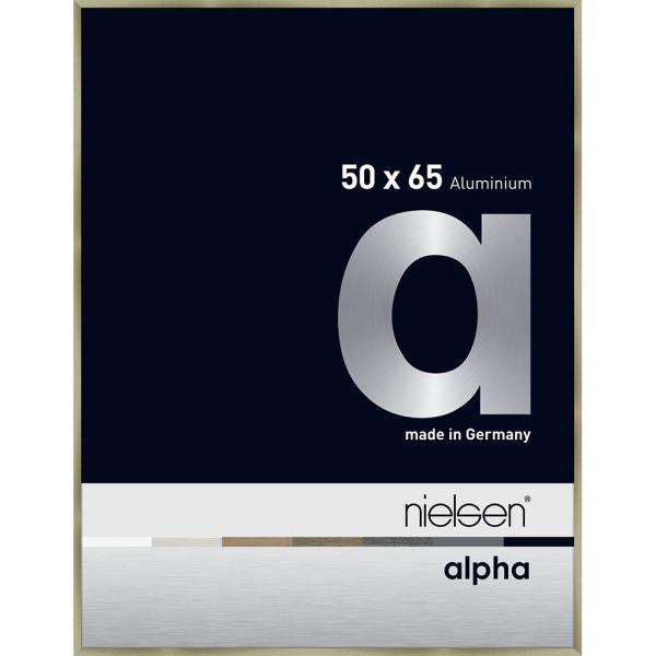 Alu Bilderrahmen Alpha 50x65 cm | Brushed Edelstahl | Normalglas