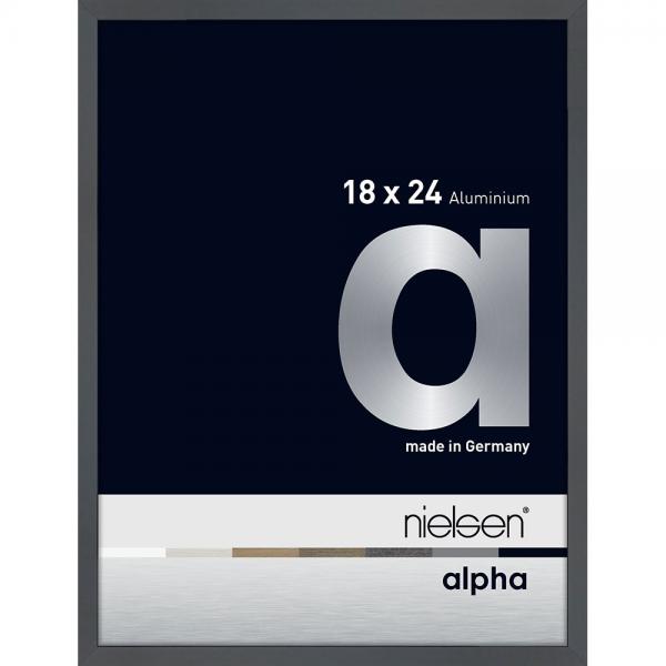 Alu Bilderrahmen Alpha 18x24 cm | Dunkelgrau glanz | Normalglas