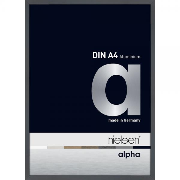 Alu Bilderrahmen Alpha 21x29,7 cm (A4) | Dunkelgrau glanz | Normalglas