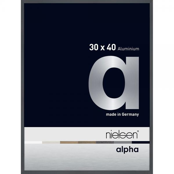 Alu Bilderrahmen Alpha 30x40 cm | Dunkelgrau glanz | Normalglas