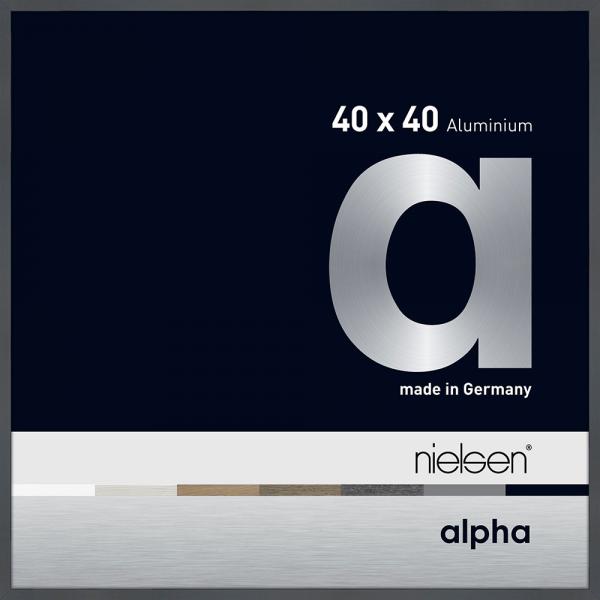 Alu Bilderrahmen Alpha 40x40 cm | Dunkelgrau glanz | Normalglas