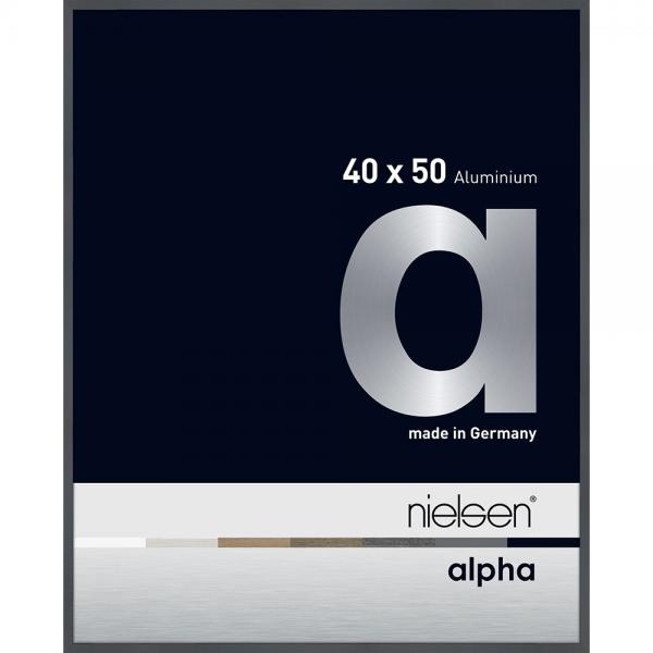 Alu Bilderrahmen Alpha 40x50 cm | Dunkelgrau glanz | Normalglas
