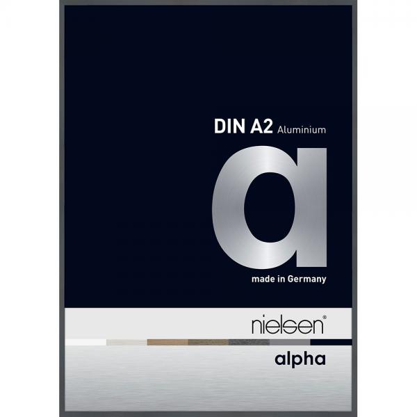 Alu Bilderrahmen Alpha 42x59,4 cm (A2) | Dunkelgrau glanz | Normalglas