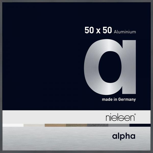 Alu Bilderrahmen Alpha 50x50 cm | Dunkelgrau glanz | Normalglas