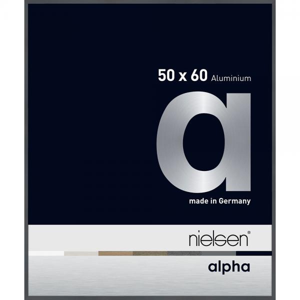 Alu Bilderrahmen Alpha 50x60 cm | Dunkelgrau glanz | Normalglas