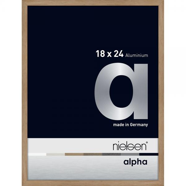 Alu Bilderrahmen Alpha 18x24 cm | Eiche (furnierte Oberfläche) | Normalglas