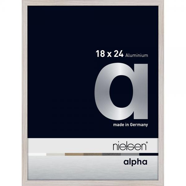 Alu Bilderrahmen Alpha 18x24 cm | Eiche weiß (furnierte Oberfläche) | Normalglas