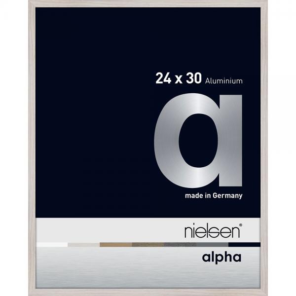 Alu Bilderrahmen Alpha 24x30 cm | Eiche weiß (furnierte Oberfläche) | Normalglas