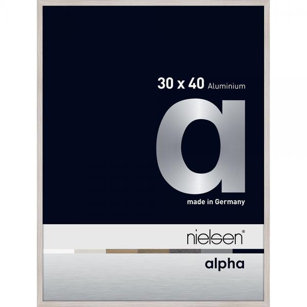 Alu Bilderrahmen Alpha 30x40 cm | Eiche weiß (furnierte Oberfläche) | Normalglas