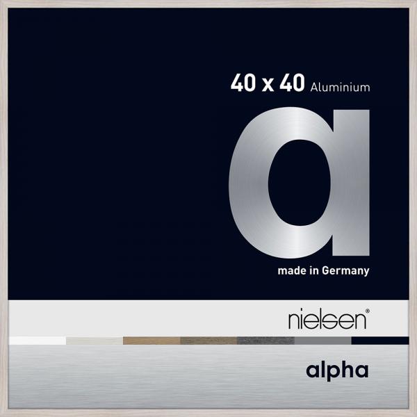 Alu Bilderrahmen Alpha 40x40 cm | Eiche weiß (furnierte Oberfläche) | Normalglas