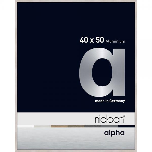 Alu Bilderrahmen Alpha 40x50 cm | Eiche weiß (furnierte Oberfläche) | Normalglas