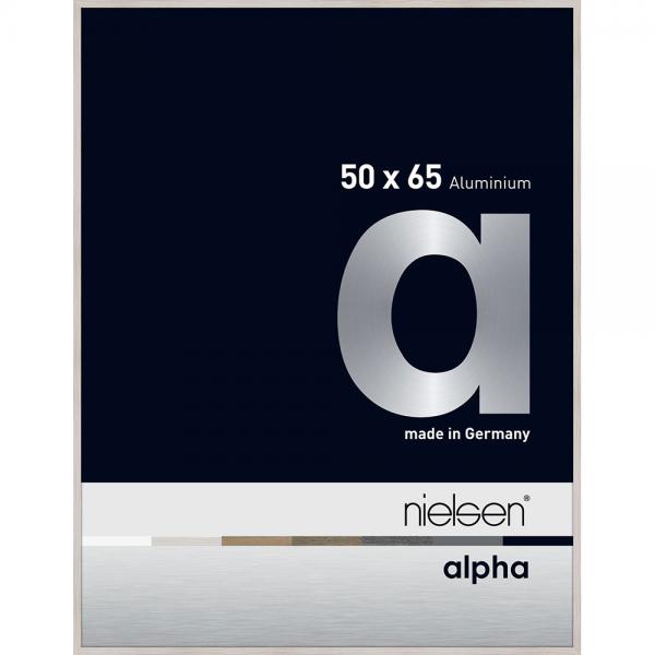 Alu Bilderrahmen Alpha 50x65 cm | Eiche weiß (furnierte Oberfläche) | Normalglas