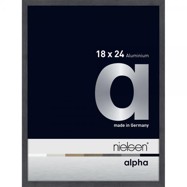 Alu Bilderrahmen Alpha 18x24 cm | Grau (furnierte Oberfläche) | Normalglas
