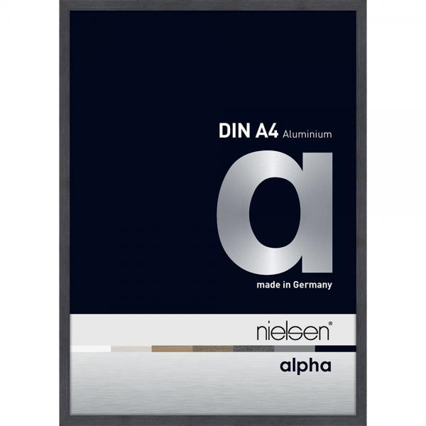 Alu Bilderrahmen Alpha 21x29,7 cm (A4) | Grau (furnierte Oberfläche) | Normalglas