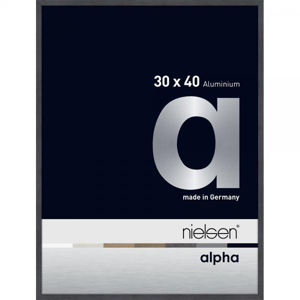 Alu Bilderrahmen Alpha 30x40 cm | Grau (furnierte Oberfläche) | Normalglas