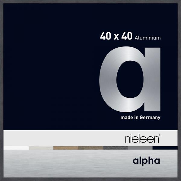 Alu Bilderrahmen Alpha 40x40 cm | Grau (furnierte Oberfläche) | Normalglas