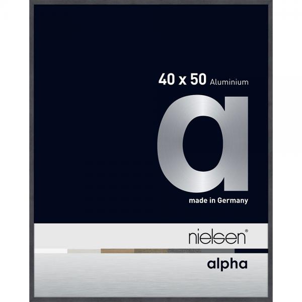 Alu Bilderrahmen Alpha 40x50 cm | Grau (furnierte Oberfläche) | Normalglas