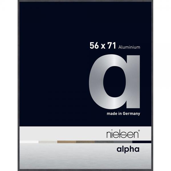 Alu Bilderrahmen Alpha 56x71 cm | Grau (furnierte Oberfläche) | Normalglas